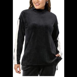 Comfort Code Women's Plush Velour Mock-Neck Pullover Top Black - Regular